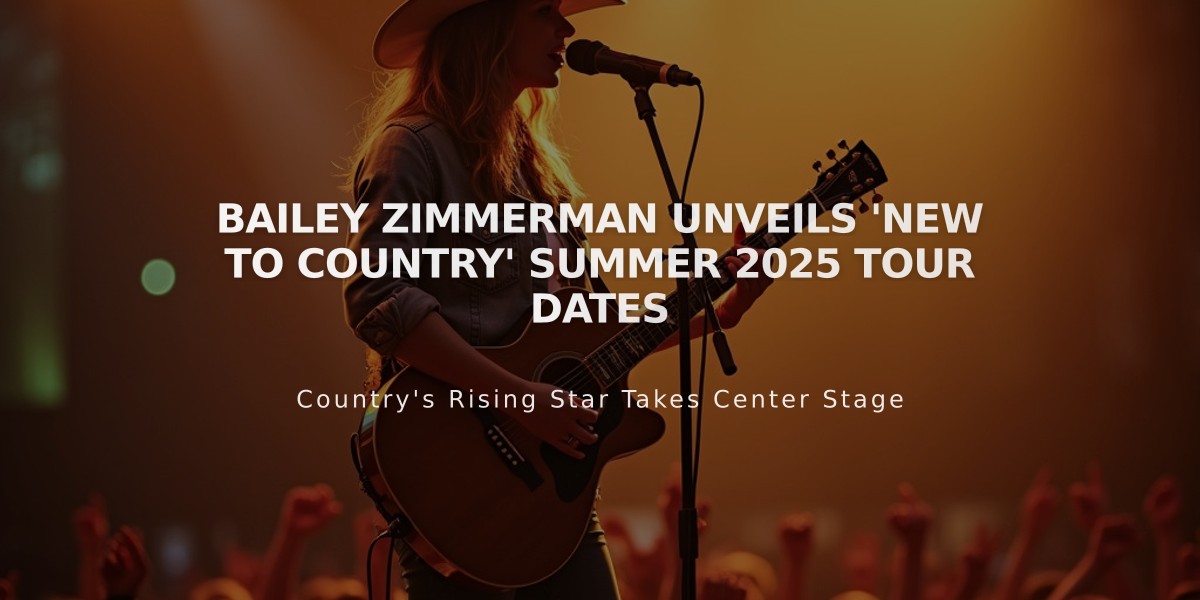 Bailey Zimmerman Unveils 'New to Country' Summer 2025 Tour Dates