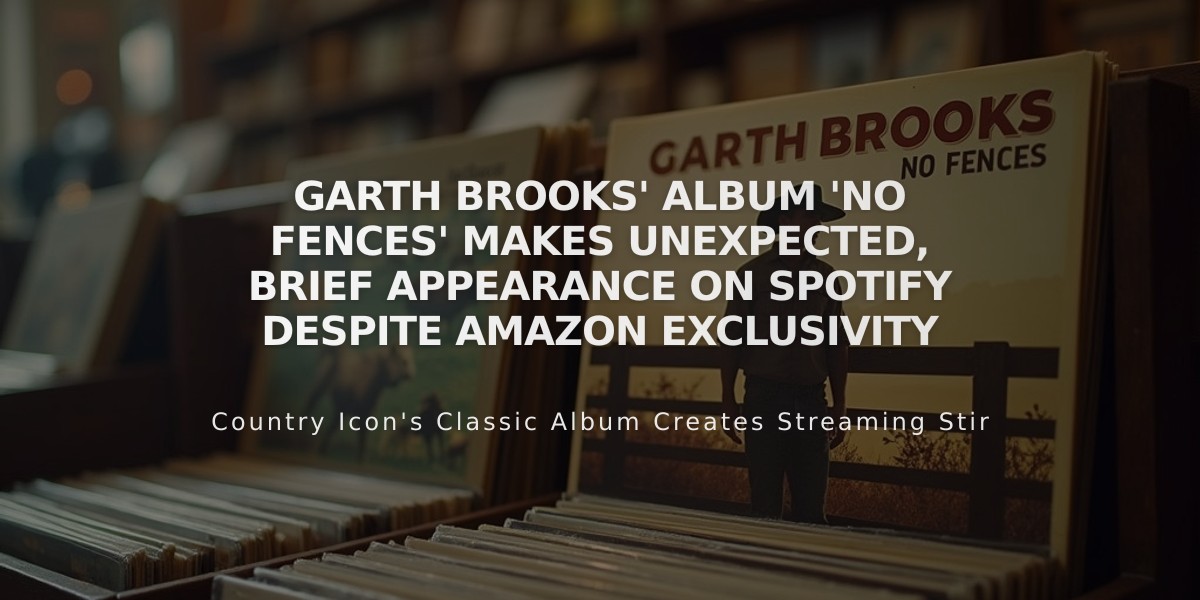 Garth Brooks' Album 'No Fences' Makes Unexpected, Brief Appearance on Spotify Despite Amazon Exclusivity