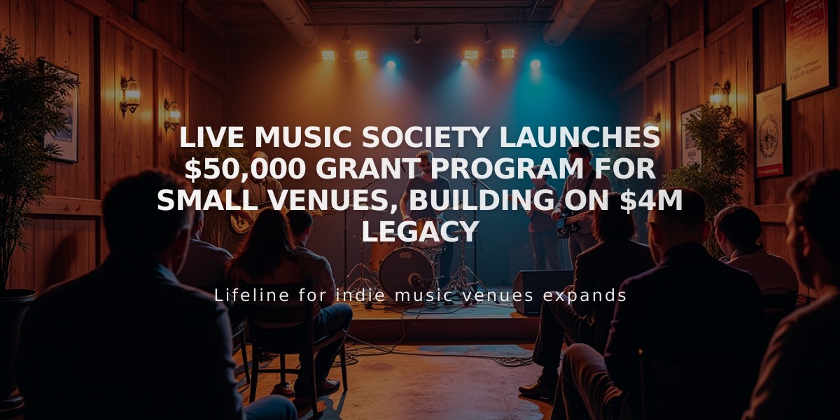 Live Music Society Launches $50,000 Grant Program for Small Venues, Building on $4M Legacy