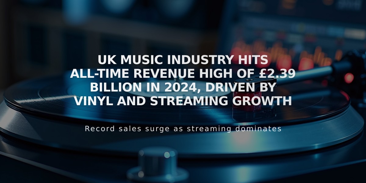 UK Music Industry Hits All-Time Revenue High of £2.39 Billion in 2024, Driven by Vinyl and Streaming Growth