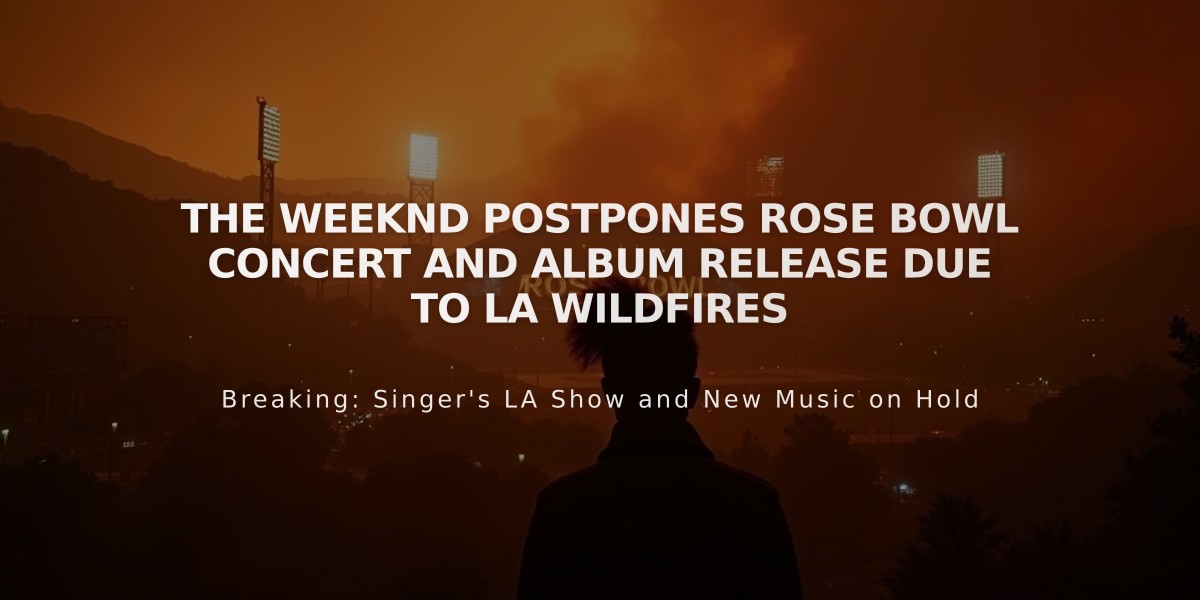 The Weeknd Postpones Rose Bowl Concert and Album Release Due to LA Wildfires