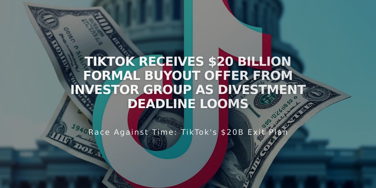 TikTok Receives $20 Billion Formal Buyout Offer from Investor Group as Divestment Deadline Looms