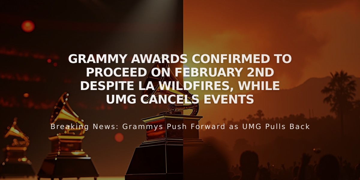 Grammy Awards Confirmed to Proceed on February 2nd Despite LA Wildfires, While UMG Cancels Events