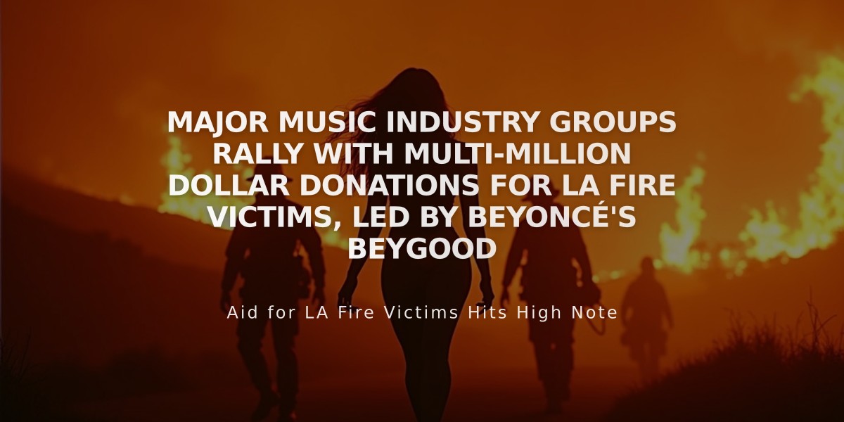 Major Music Industry Groups Rally with Multi-Million Dollar Donations for LA Fire Victims, Led by Beyoncé's BeyGOOD