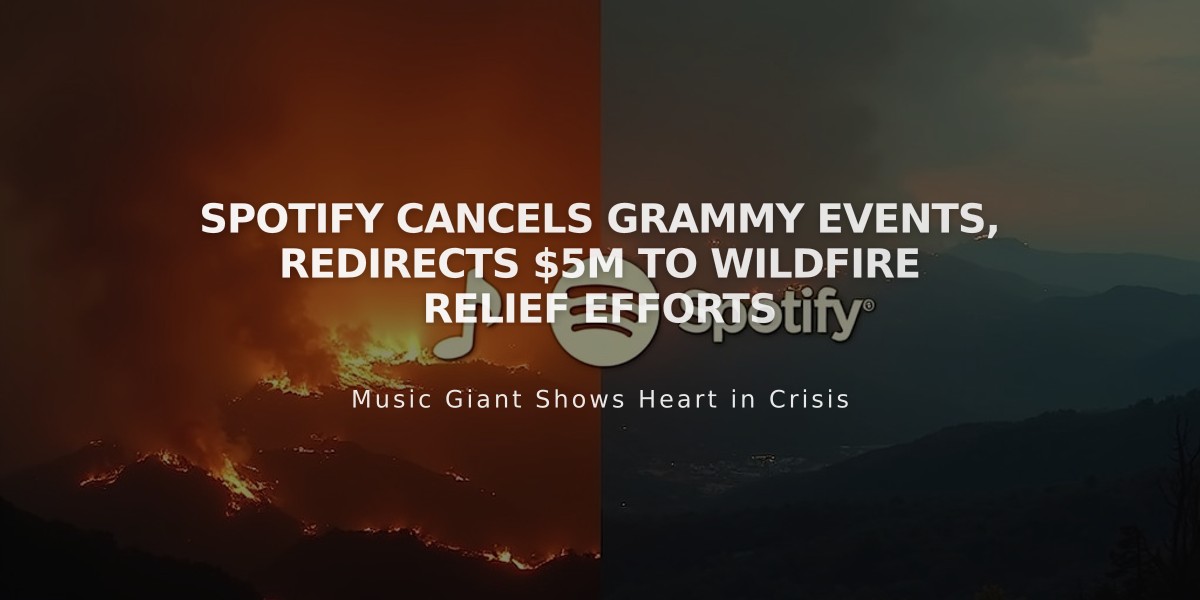 Spotify Cancels Grammy Events, Redirects $5M to Wildfire Relief Efforts