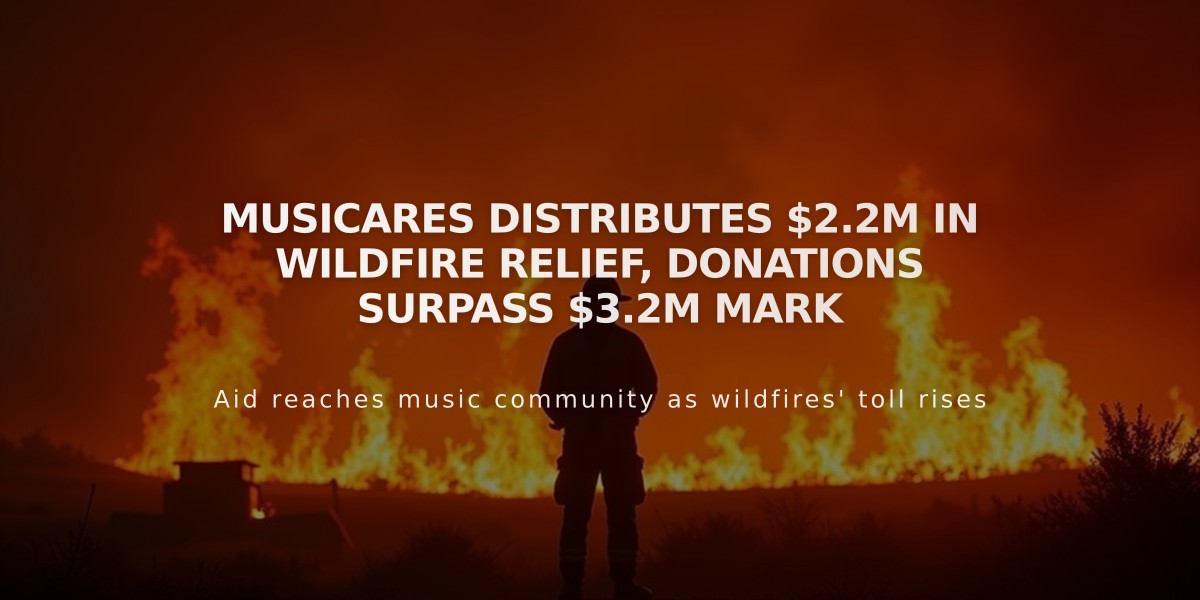 MusiCares Distributes $2.2M in Wildfire Relief, Donations Surpass $3.2M Mark