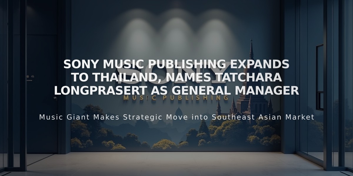 Sony Music Publishing Expands to Thailand, Names Tatchara Longprasert as General Manager