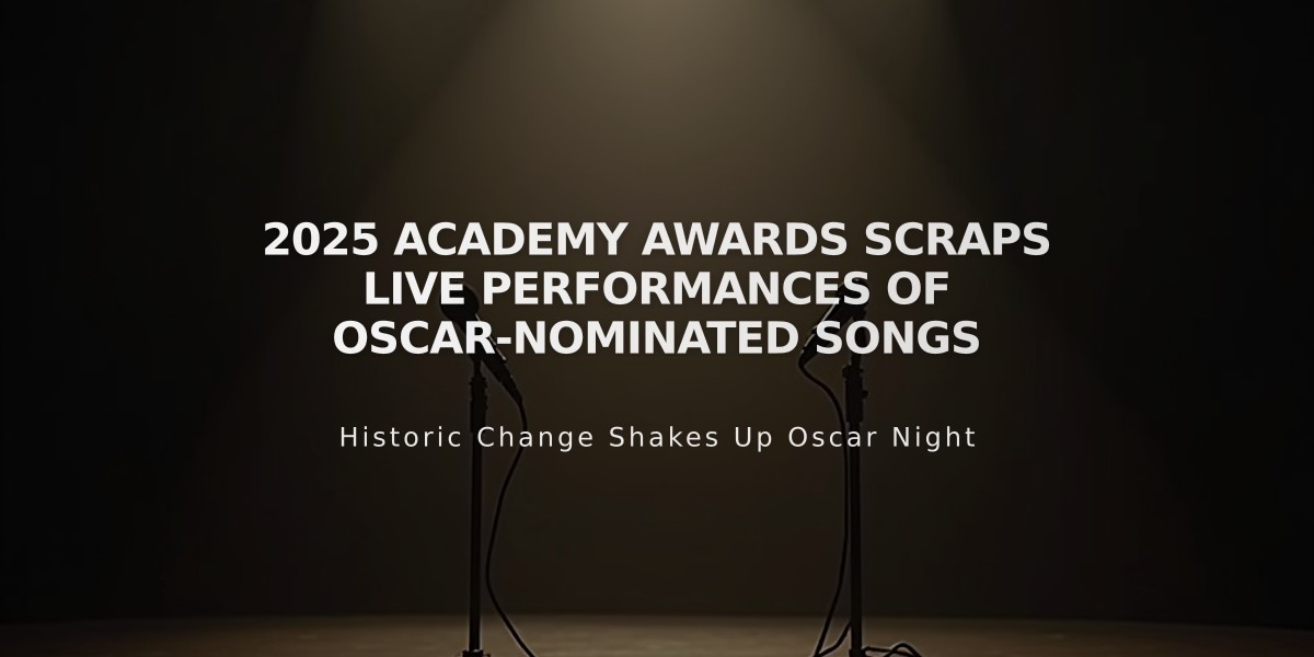 2025 Academy Awards Scraps Live Performances of Oscar-Nominated Songs