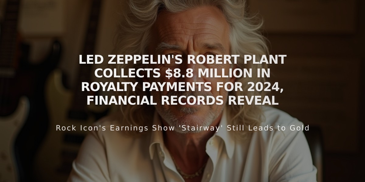 Led Zeppelin's Robert Plant Collects $8.8 Million in Royalty Payments for 2024, Financial Records Reveal