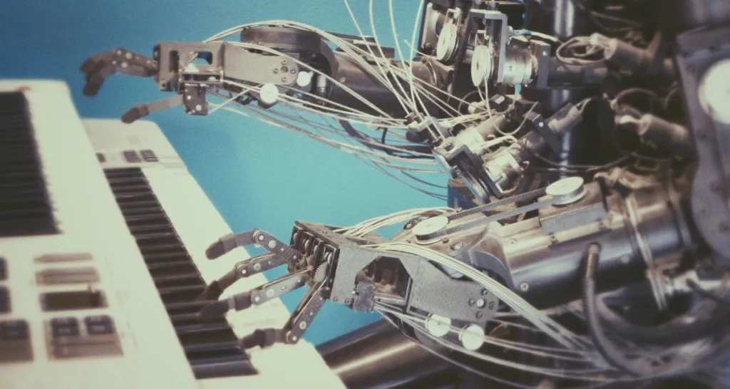 Robot playing electronic keyboard