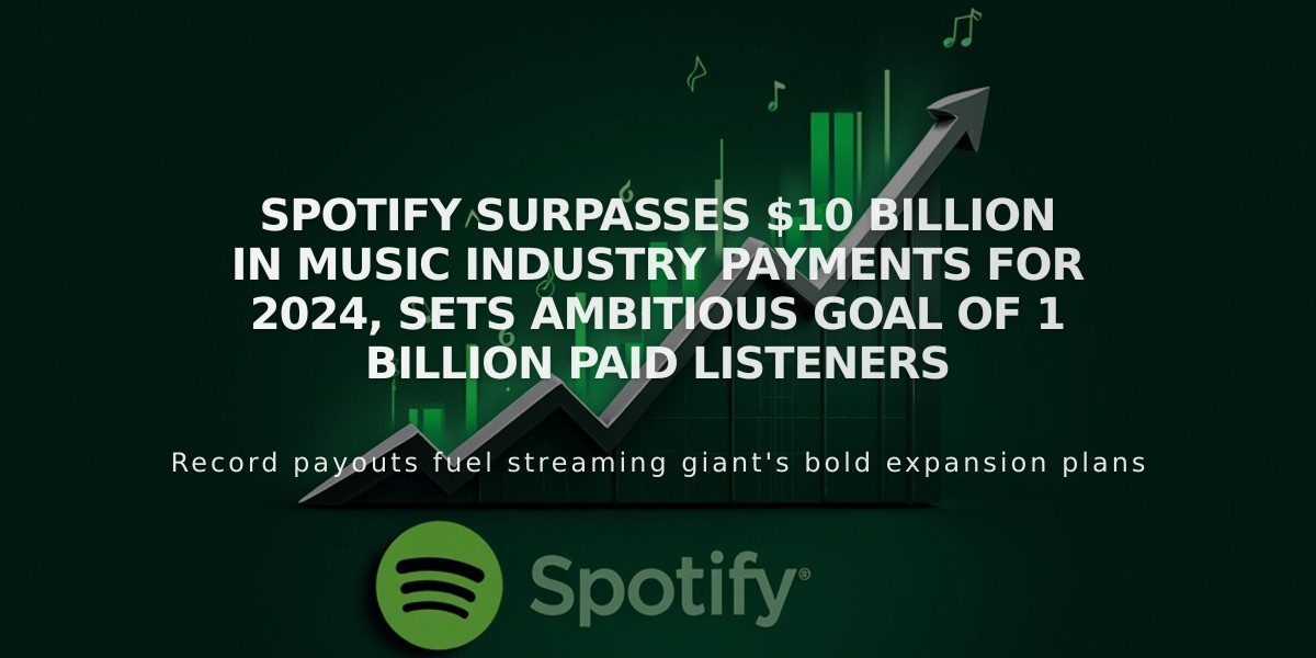 Spotify Surpasses $10 Billion in Music Industry Payments for 2024, Sets Ambitious Goal of 1 Billion Paid Listeners