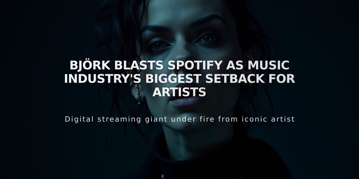 Björk Blasts Spotify as Music Industry's Biggest Setback for Artists