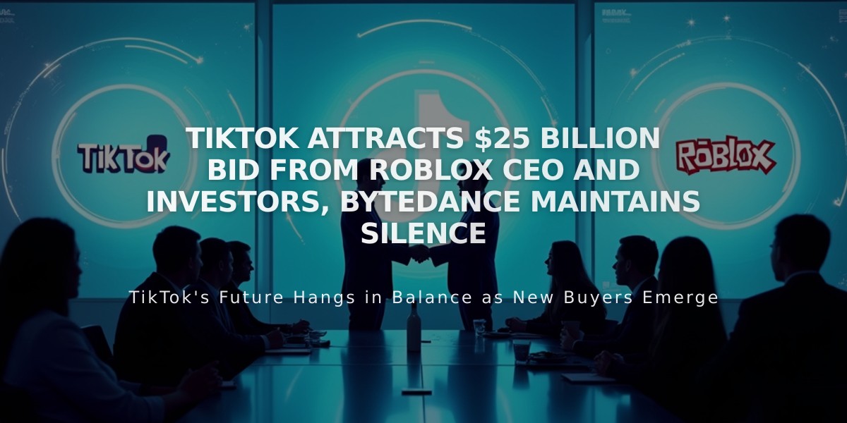 TikTok Attracts $25 Billion Bid from Roblox CEO and Investors, ByteDance Maintains Silence