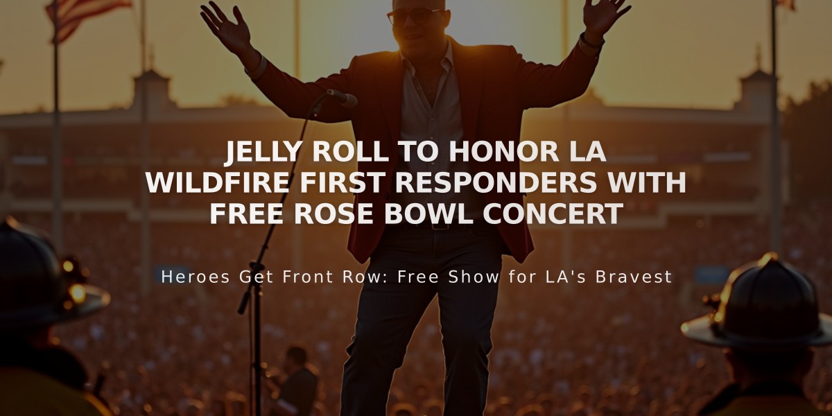 Jelly Roll to Honor LA Wildfire First Responders with Free Rose Bowl Concert