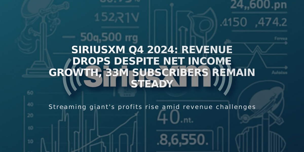 SiriusXM Q4 2024: Revenue Drops Despite Net Income Growth, 33M Subscribers Remain Steady