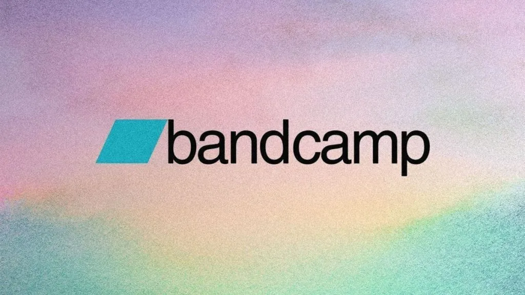 Bandcamp logo on colorful background