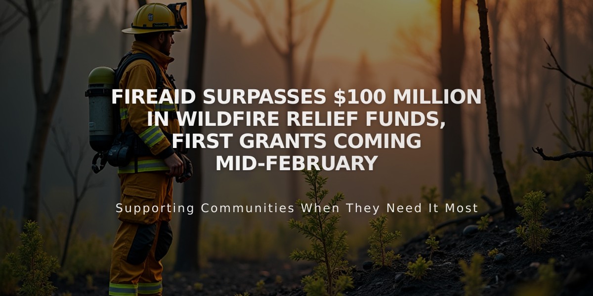 FireAid Surpasses $100 Million in Wildfire Relief Funds, First Grants Coming Mid-February