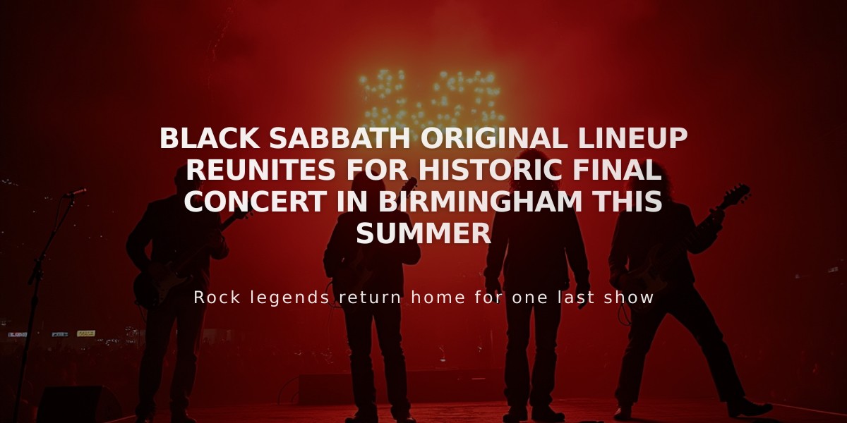 Black Sabbath Original Lineup Reunites for Historic Final Concert in Birmingham This Summer