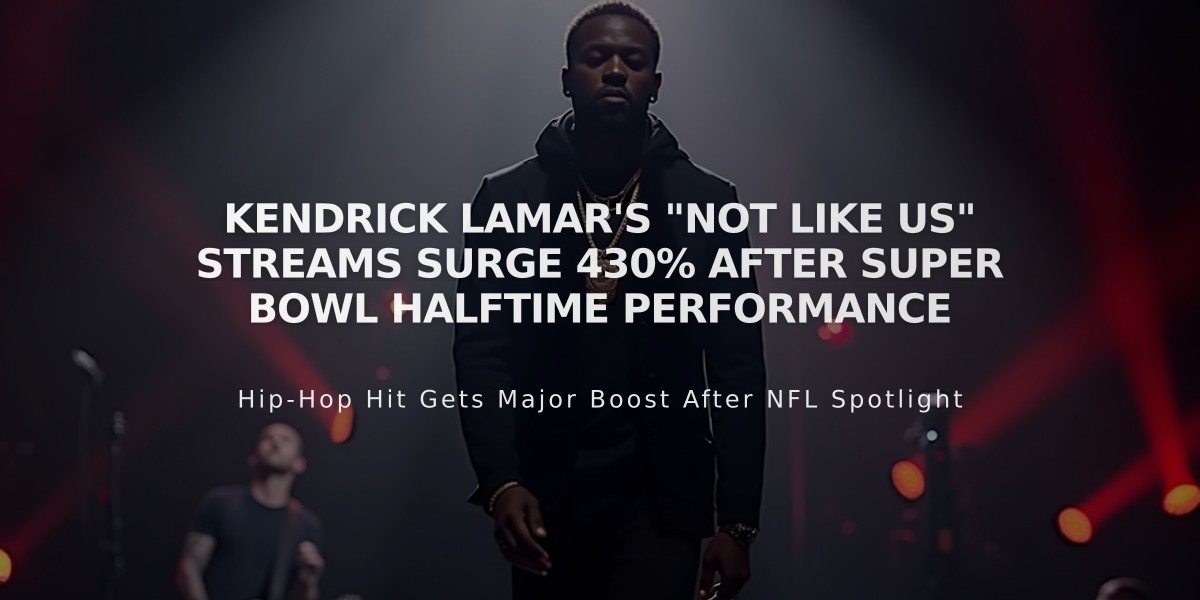 Kendrick Lamar's "Not Like Us" Streams Surge 430% After Super Bowl Halftime Performance