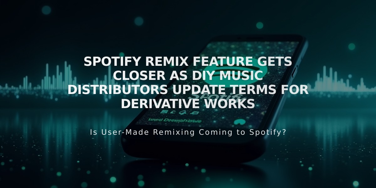 Spotify Remix Feature Gets Closer as DIY Music Distributors Update Terms for Derivative Works