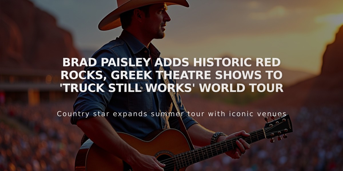 Brad Paisley Adds Historic Red Rocks, Greek Theatre Shows to 'Truck Still Works' World Tour