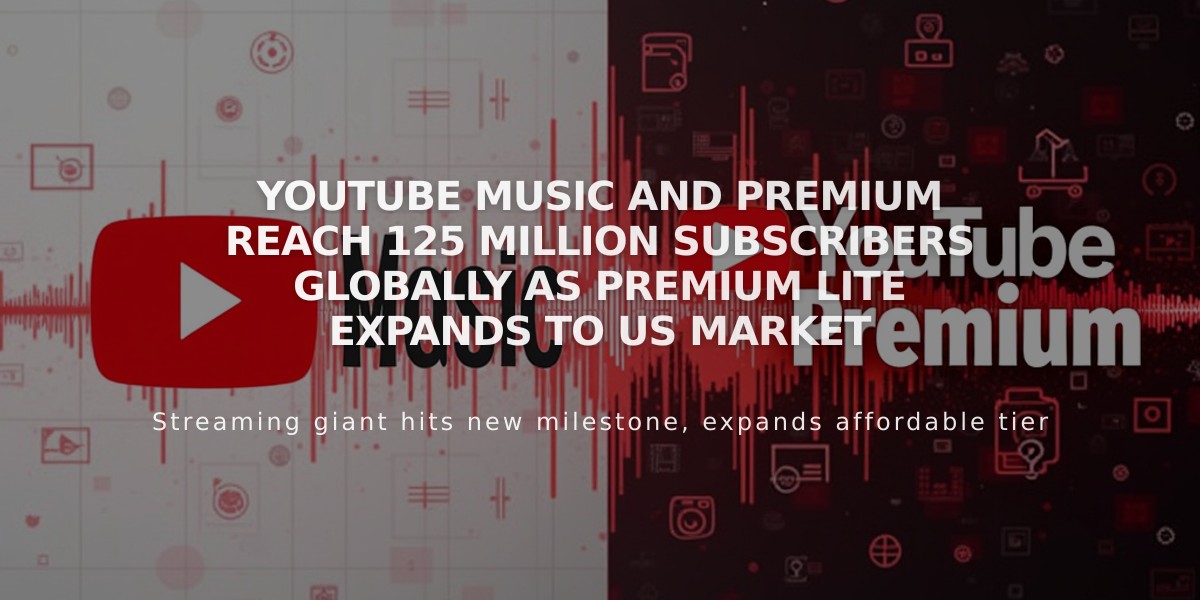 YouTube Music and Premium Reach 125 Million Subscribers Globally as Premium Lite Expands to US Market