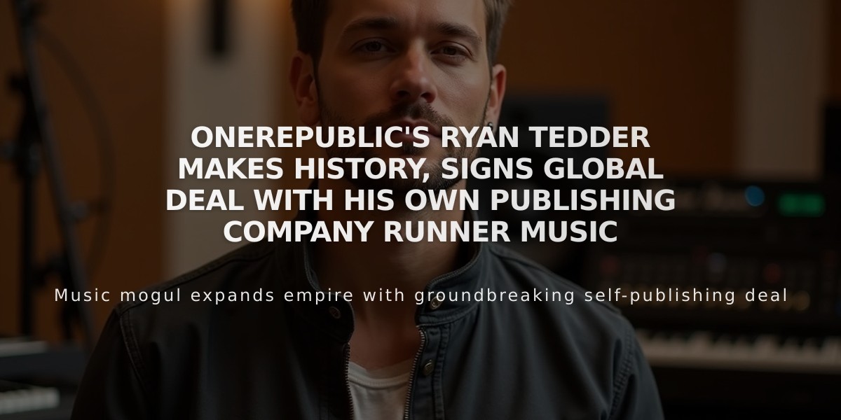 OneRepublic's Ryan Tedder Makes History, Signs Global Deal with His Own Publishing Company Runner Music